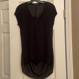 BCBG Black short sleeve draped back top